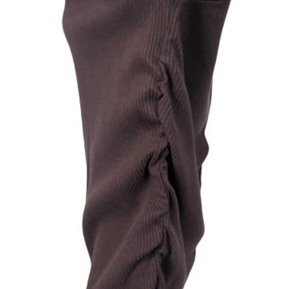 J. Crew Brown Ribbed Ruched Mock Neck  Size Large - Picture 5 of 8